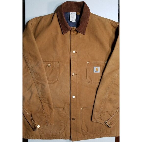 Carhartt 6BLC Button Up Duck Canvas Blanket Lined Chore Coat Jacket Men 54 T USA - Picture 1 of 16